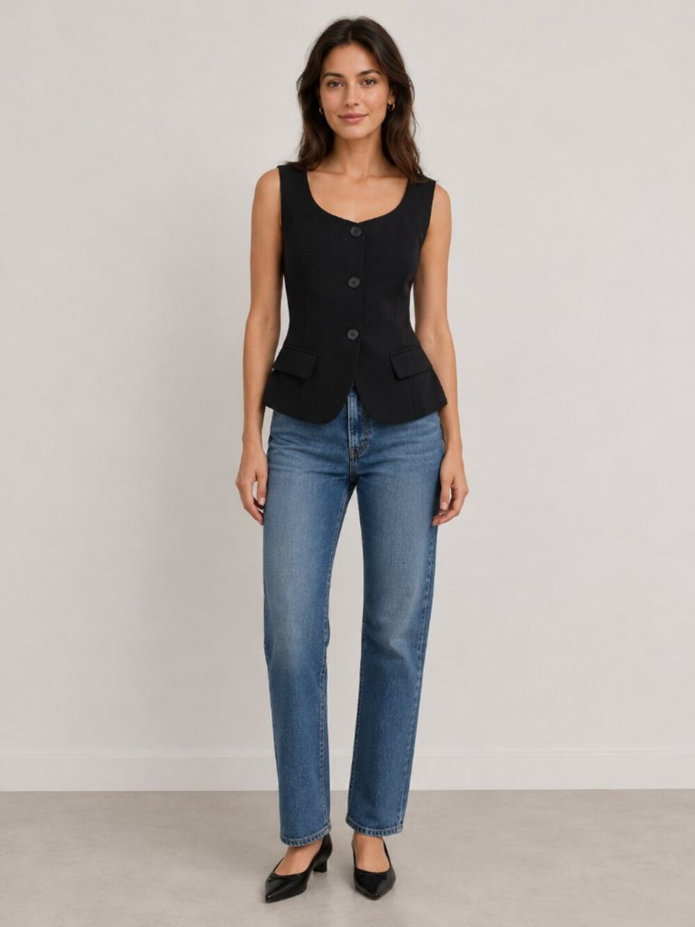 a new day Black Tailored Button-Front Vest